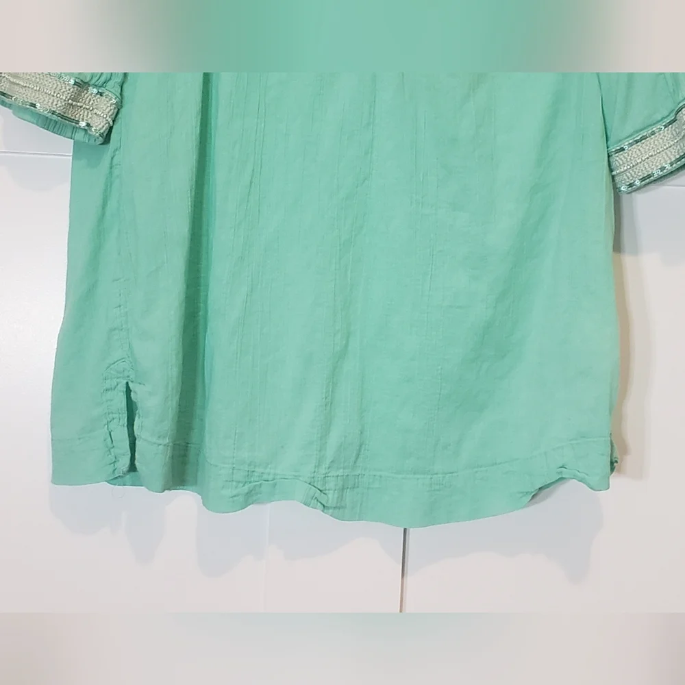 Athleta Swim Cover Up Tunic Mint Green Mariana 3/4 Sleeve Embellishments Medium